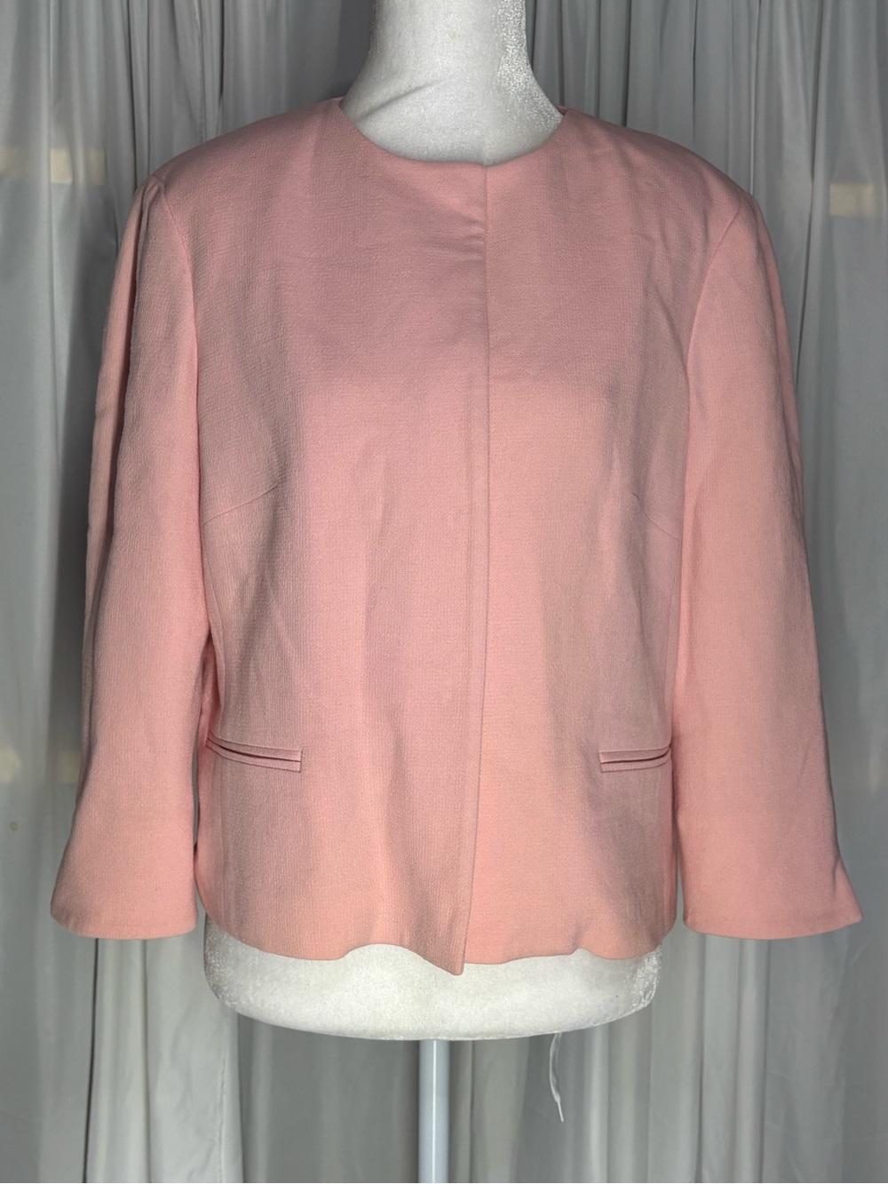 Vintage OSCAR DE LA RENTA Cocktail Wool Blazer Blush Pink 8P Made in Korea